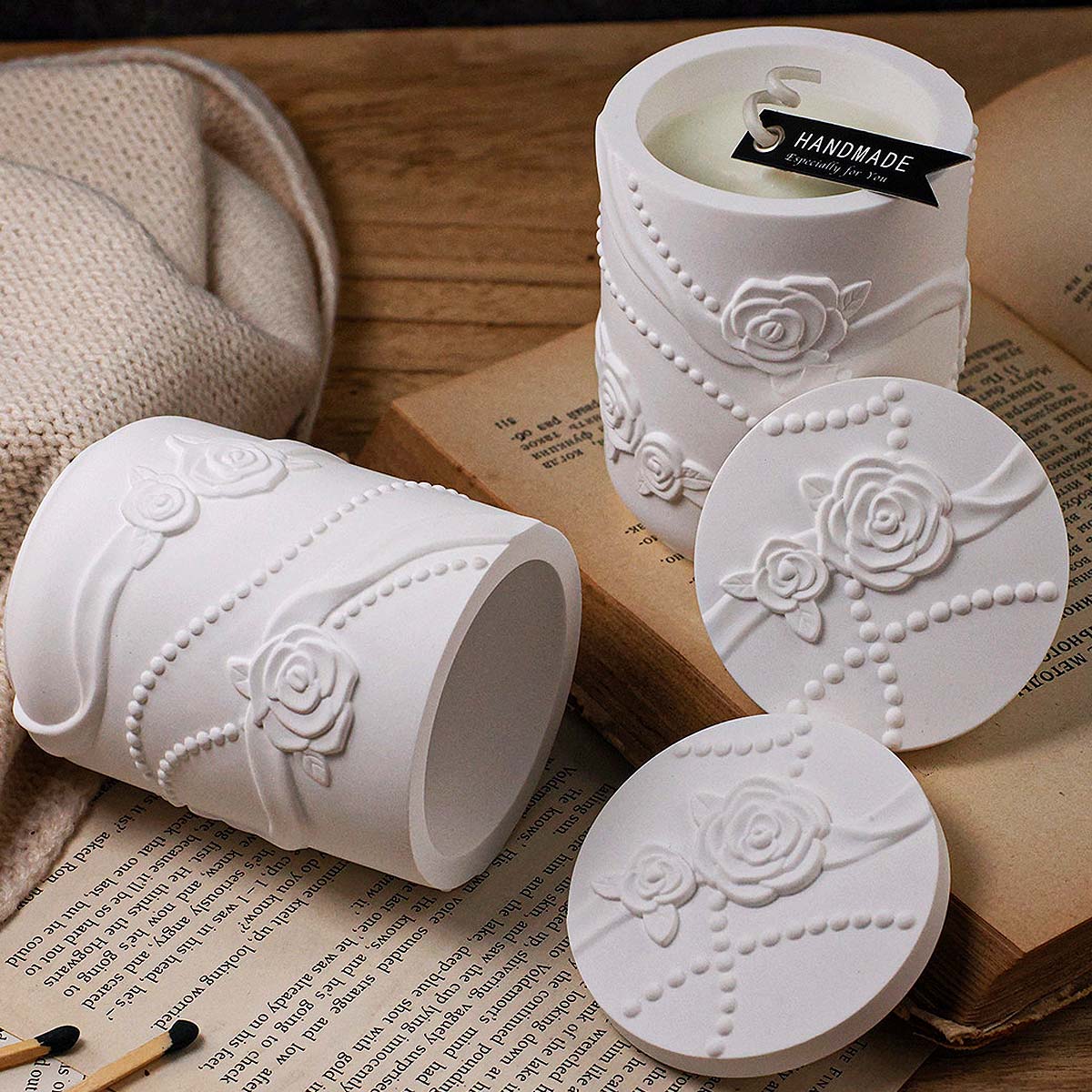 Candle Making Supplies Jars - Beton Çiçek Şeklinde Mum Kavanozu Silikon