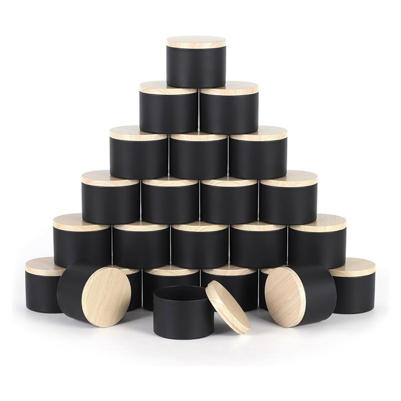 Black Tin Candle - 24'lü Paket 4 Oz Siyah Mum